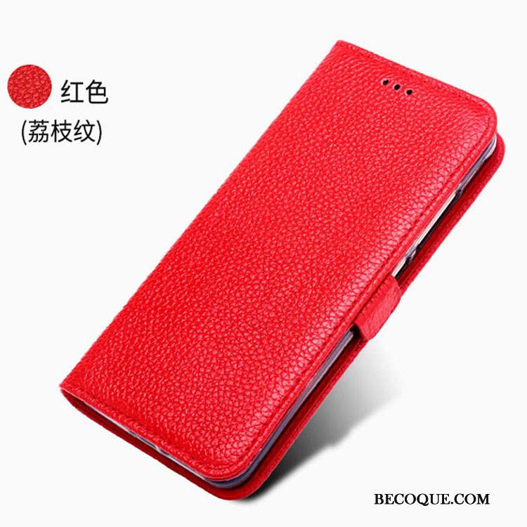 Huawei Y6 2019 Coque Étui Cuir Véritable Tout Compris Téléphone Portable Rouge Protection