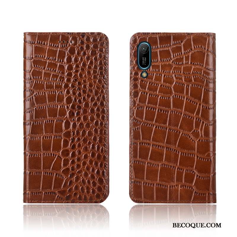 Huawei Y6 2019 Coque Étui En Cuir Nouveau Crocodile Clamshell Incassable Silicone