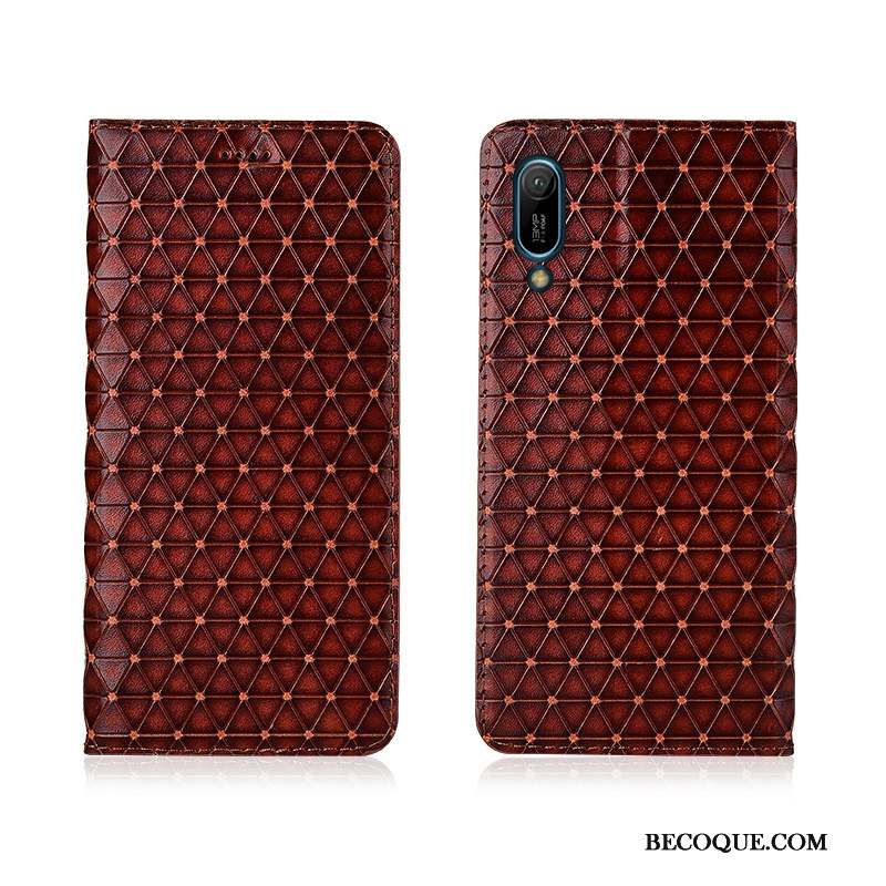 Huawei Y6 2019 Protection Nouveau Cuir Véritable Coque De Téléphone Fluide Doux