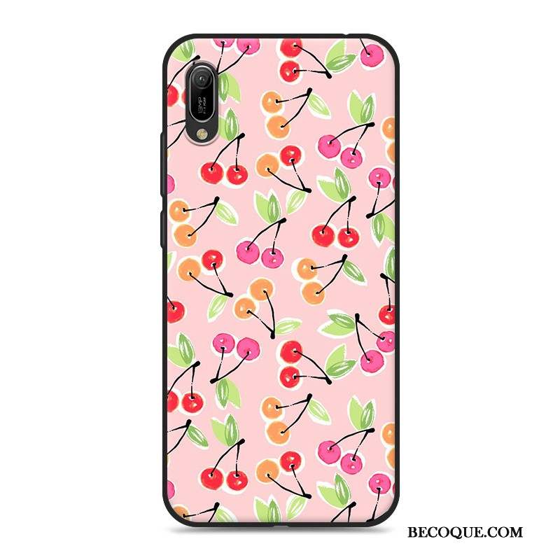 Huawei Y6 2019 Étui Coque Silicone Rose Fluide Doux Dessin Animé