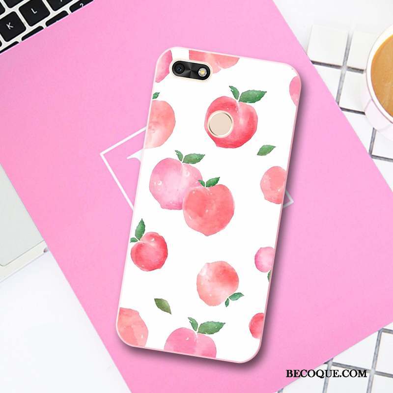 Huawei Y6 Pro 2017 Coque Petit Frais Charmant Gaufrage Rose Fruit