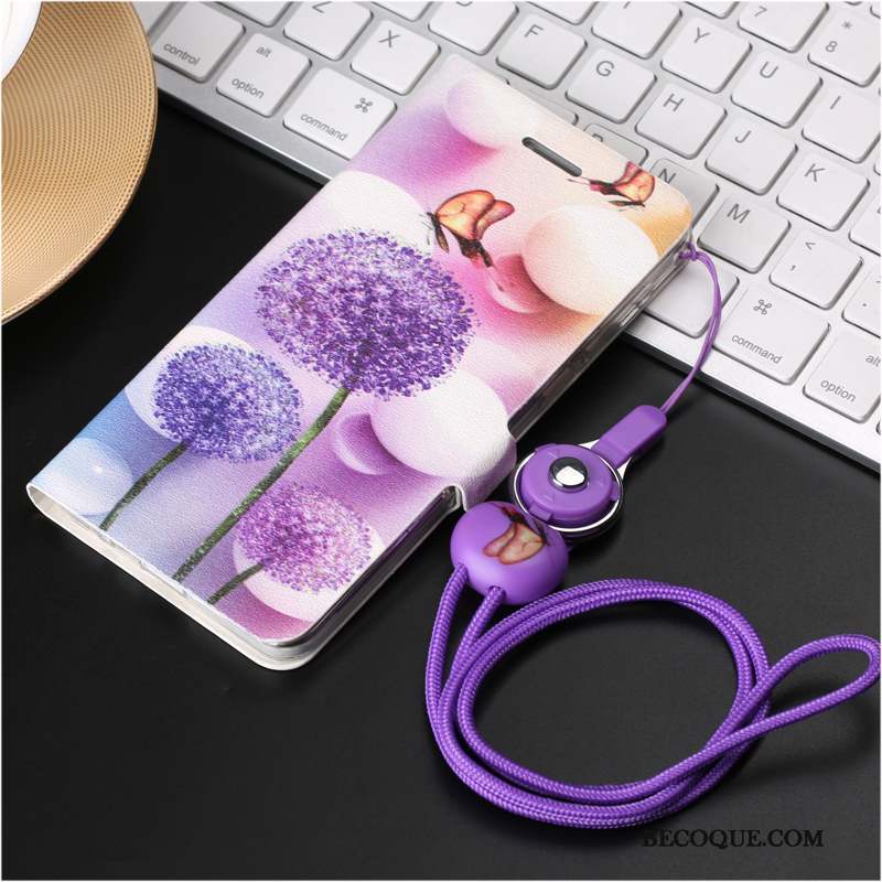 Huawei Y6 Pro 2017 Coque Violet Étui En Cuir Fluide Doux Personnalité Incassable Ornements Suspendus