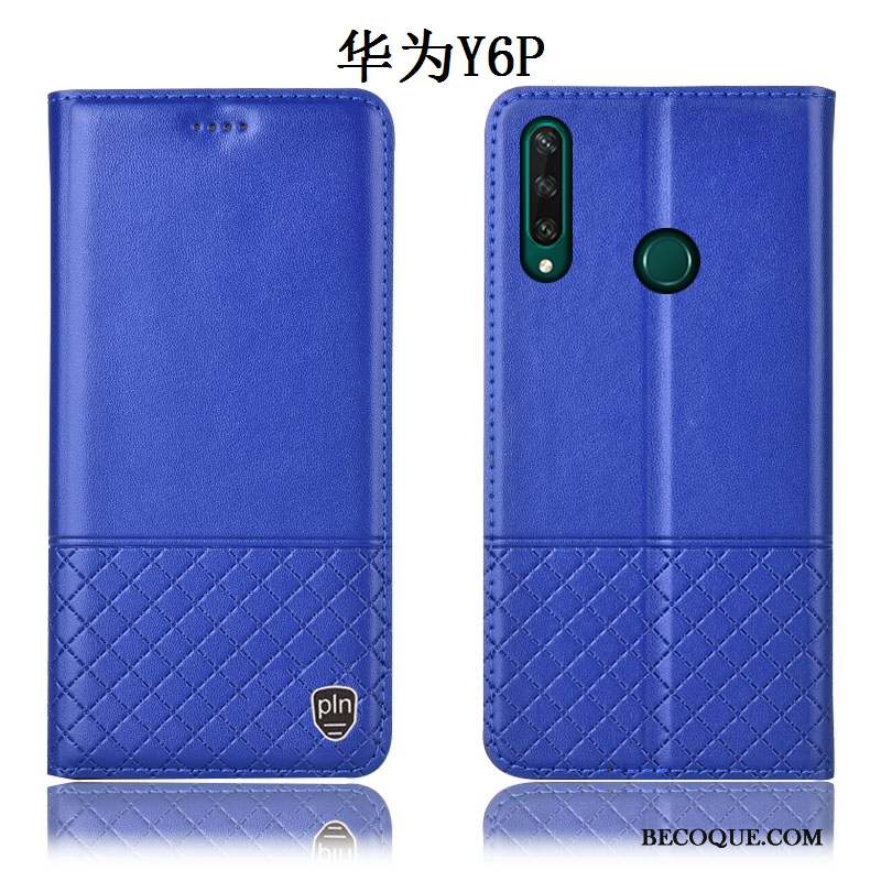 Huawei Y6p Étui En Cuir Protection Incassable Coque De Téléphone Tout Compris Bleu
