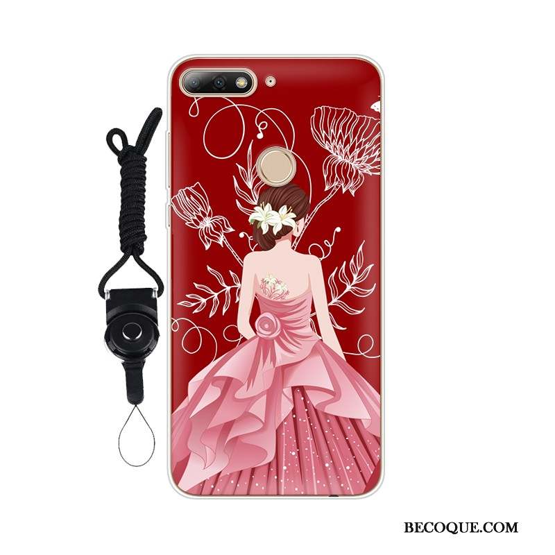 Huawei Y7 2018 Coque Étui Rouge Incassable Protection Fluide Doux Personnalisé