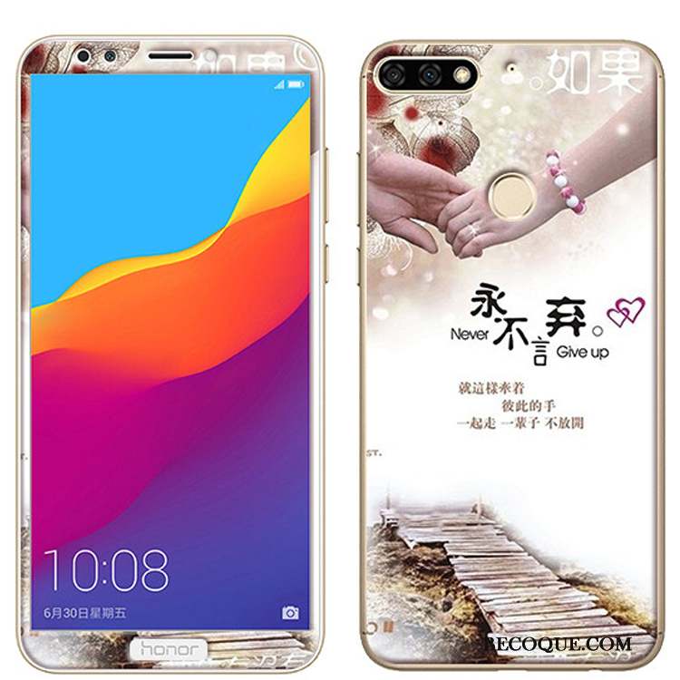 Huawei Y7 2018 Fluide Doux Membrane Coque Dessin Animé Rose De Téléphone