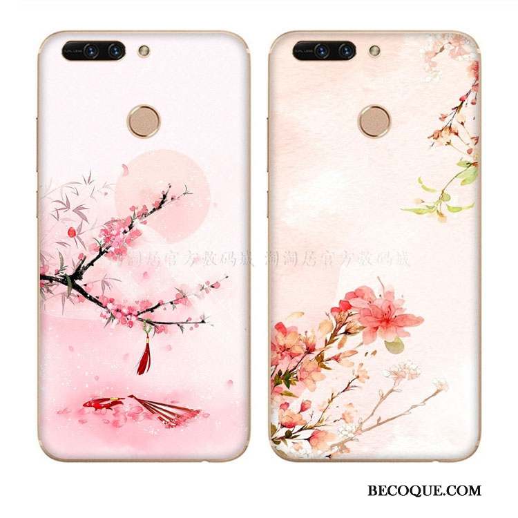 Huawei Y7 2018 Silicone Vent Étui Rose Fleur De Pêche Coque De Téléphone