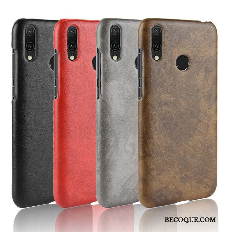 Huawei Y7 2019 Coque Litchi Difficile Modèle Fleurie Étui Protection