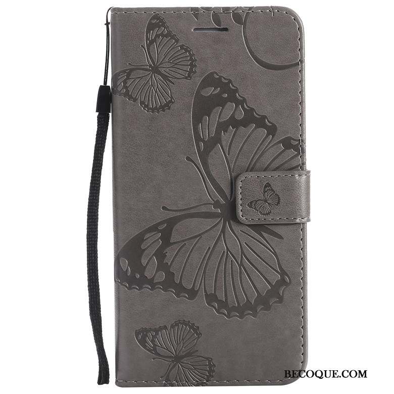 Huawei Y7 2019 Housse Coque De Téléphone Étui Gris Étui En Cuir Fluide Doux