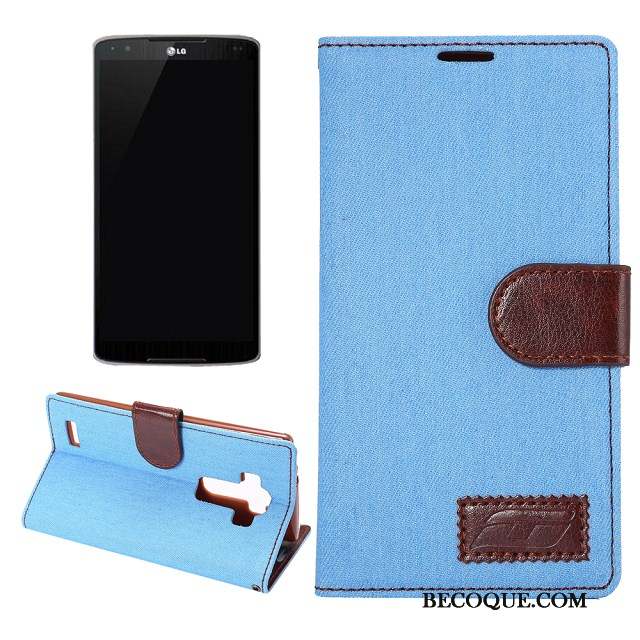 Lg G4 Coque De Téléphone Protection Tissu Étui En Cuir Bleu Téléphone Portable