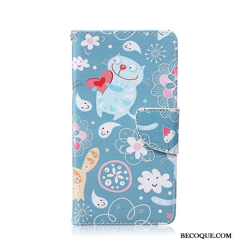 Lg G4 Coque Étui En Cuir Dessin Animé Peinture Housse Protection Bleu