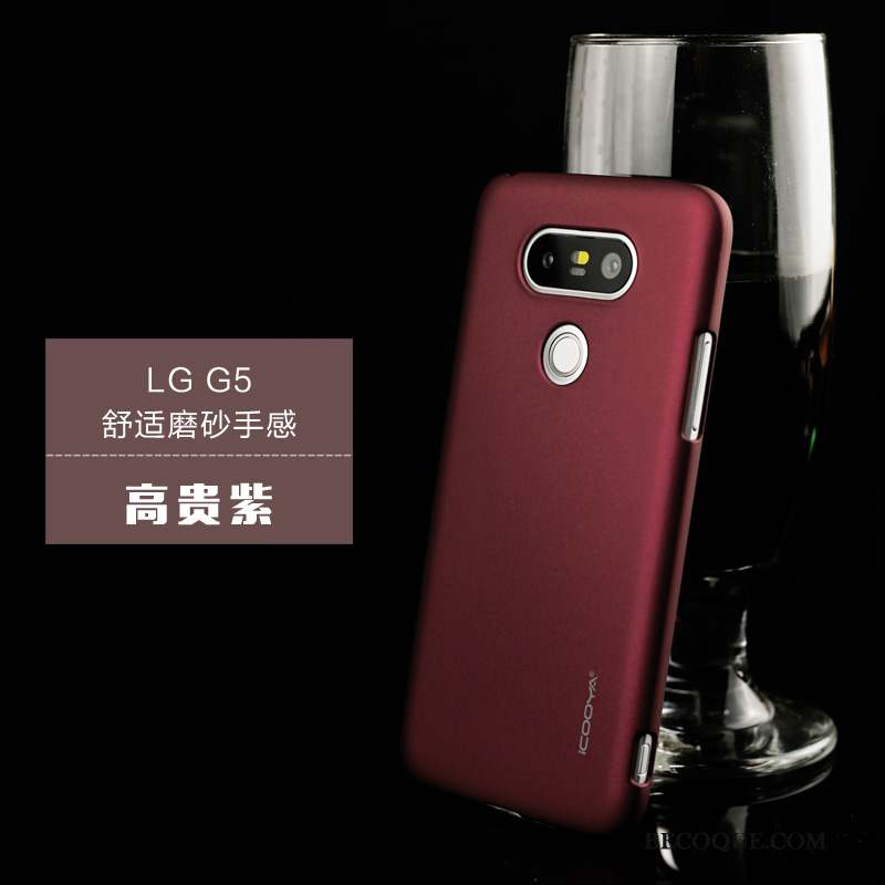 Lg G5 Étui Coque De Téléphone Délavé En Daim Téléphone Portable Violet Protection
