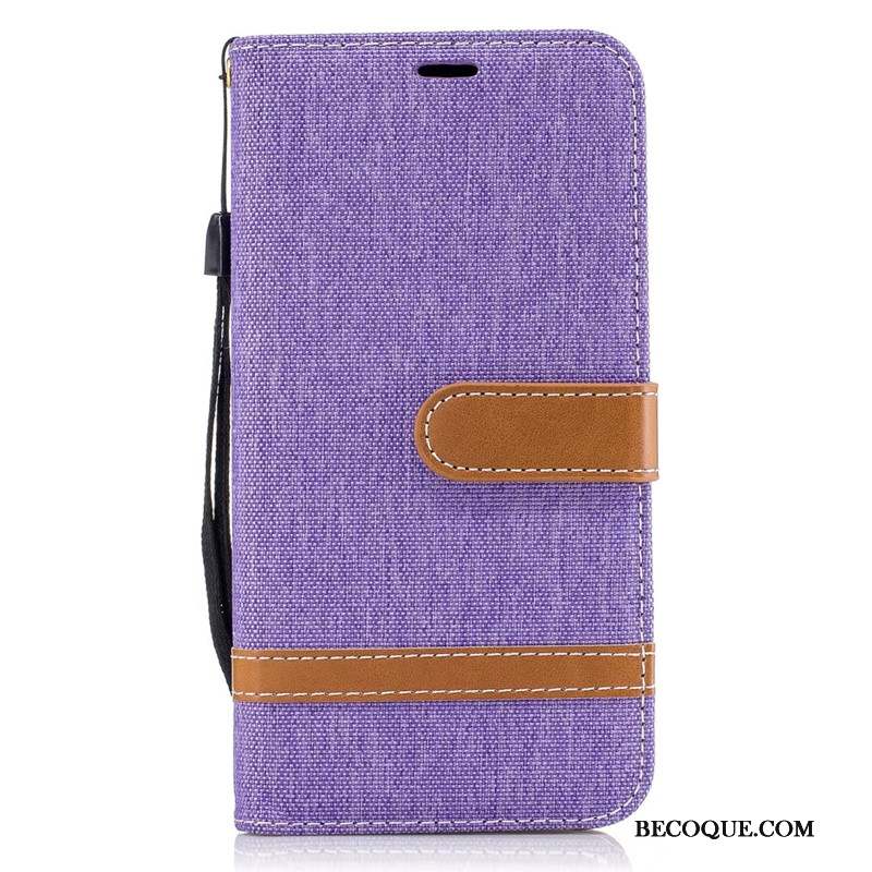 Lg G6 Coque Téléphone Portable Étui Violet Protection En Denim Clamshell