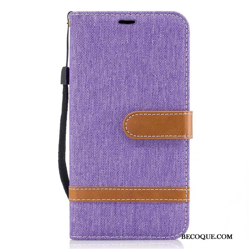 Lg K10 2017 Étui Violet Coque Protection En Denim Téléphone Portable