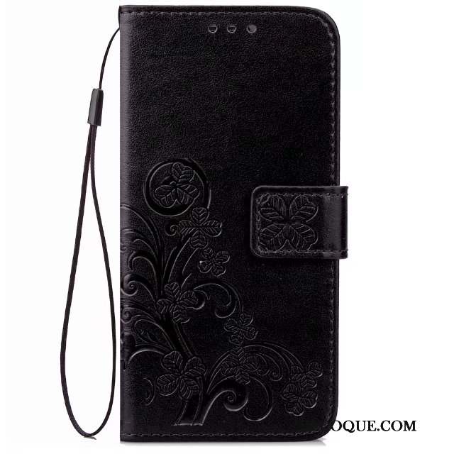 Lg K8 2017 Protection Coque Portefeuille Noir Étui En Cuir Housse