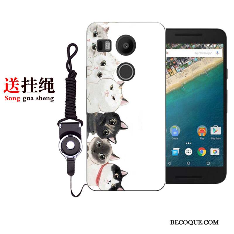 Lg Nexus 5x Protection Dessin Animé Peinture Blanc Coque De Téléphone Fluide Doux