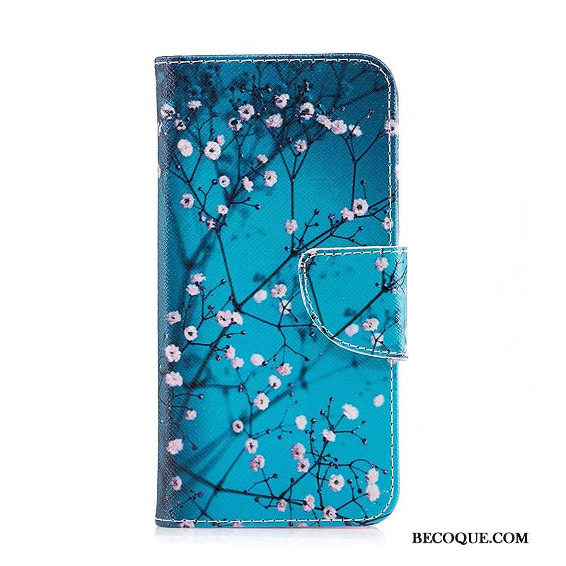 Lg Q6 Étui En Cuir Housse Bleu Coque De Téléphone Peinture Protection