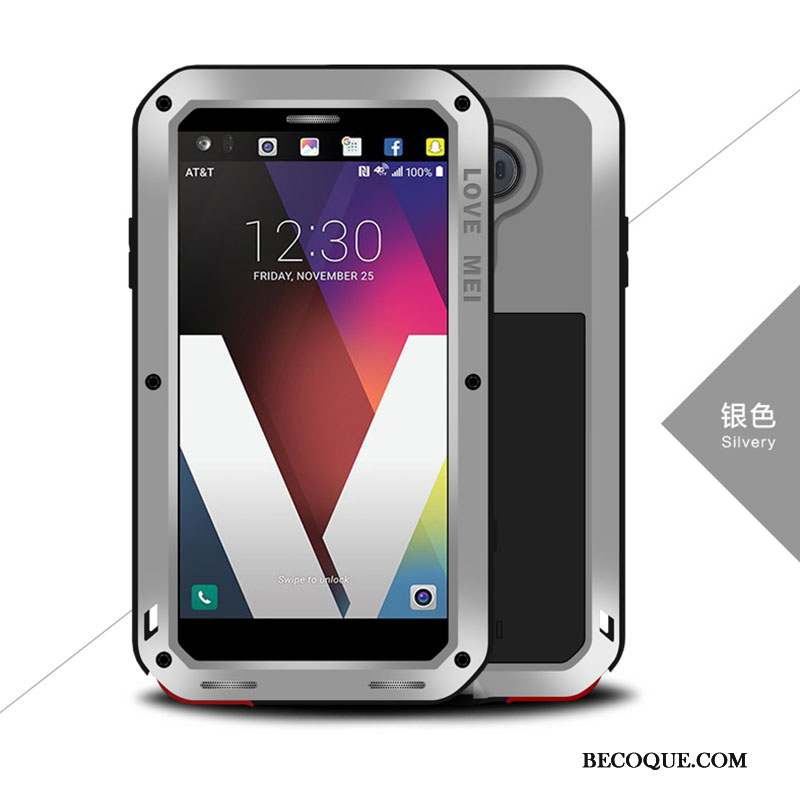 Lg V20 Protection Étui Coque Silicone Métal Trois Défenses