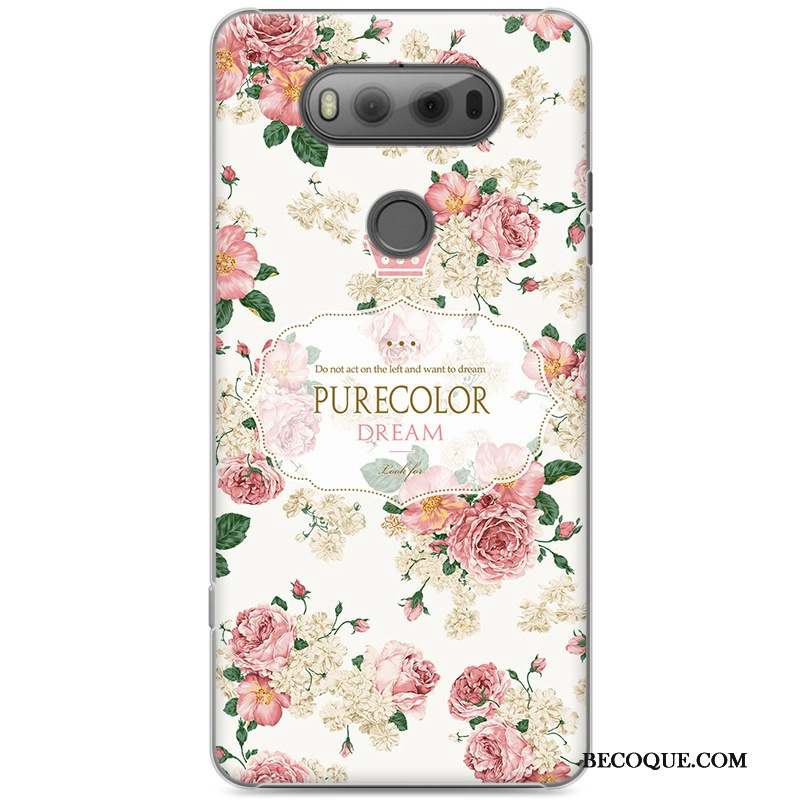 Lg V20 Rose Peinture Dessin Animé Protection Coque De Téléphone Étui