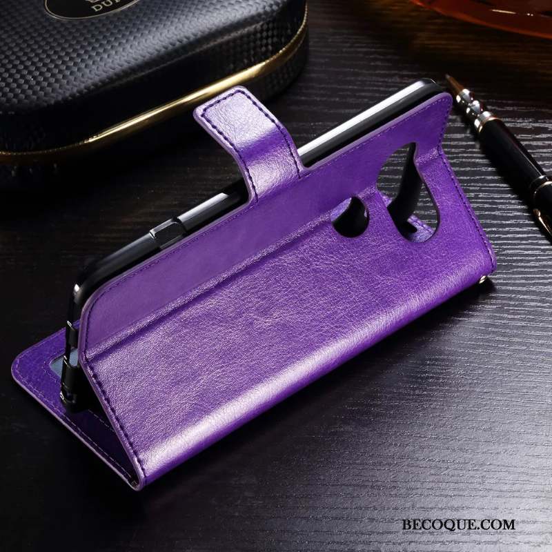 Lg V20 Étui Téléphone Portable Violet Étui En Cuir Fluide Doux Coque De Téléphone