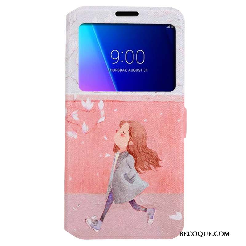 Lg V30 Peinture Rose Dessin Animé Coque De Téléphone Étui Protection