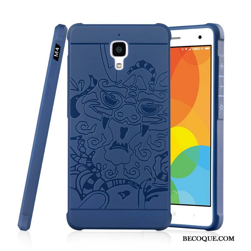 Mi 4 Délavé En Daim Tendance Fluide Doux Tout Compris Coque De Téléphone Bleu