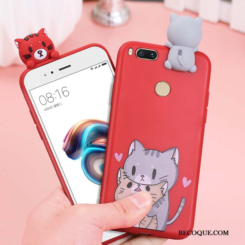 Mi 5x Coque De Téléphone Silicone Rouge Délavé En Daim Petit Fluide Doux