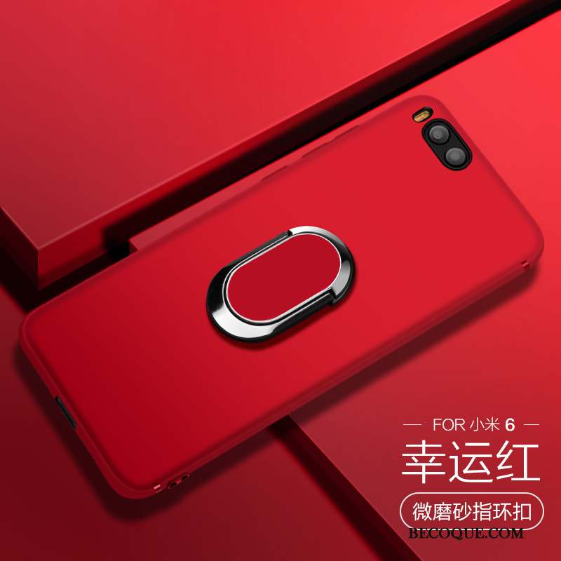 Mi 6 Coque Fluide Doux Rouge Incassable Étui Silicone Petit