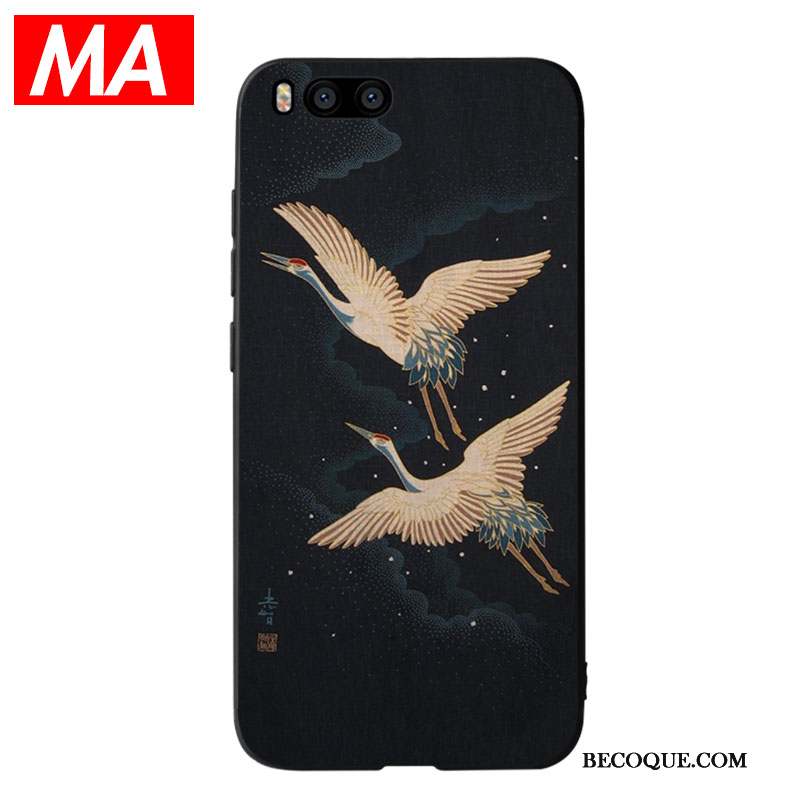 Mi 6 Coque Personnalité Japonais Bleu Vintage Grue Vent