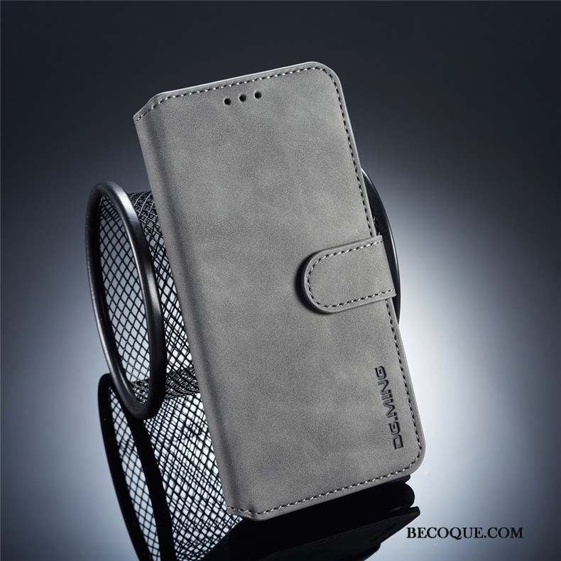 Mi 9 Coque Téléphone Portable Gris Incassable Mode Petit Étui En Cuir