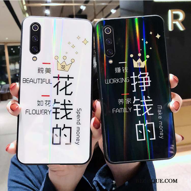 Mi 9 Se Coque Verre Étui Charmant Tempérer Coloré Blanc