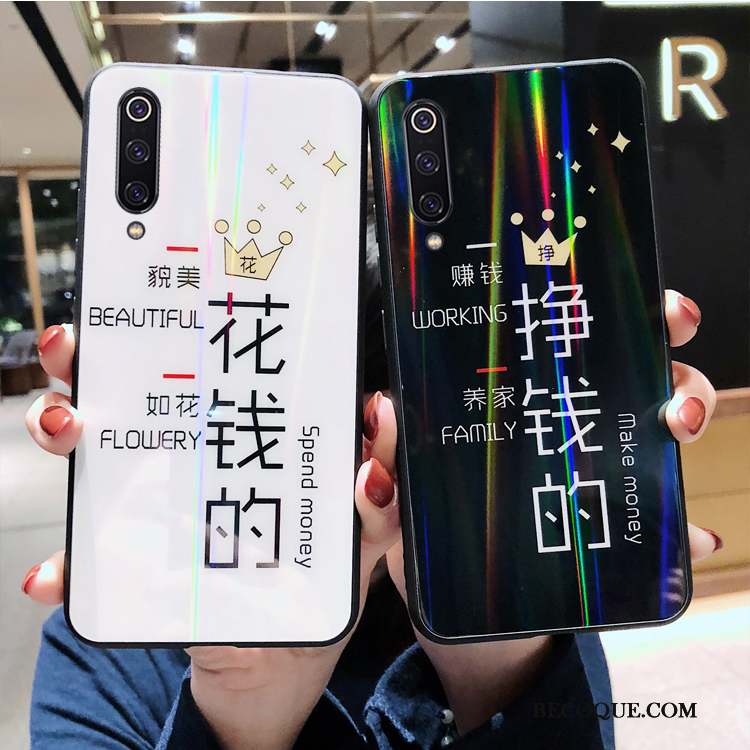 Mi 9 Se Coque Verre Étui Charmant Tempérer Coloré Blanc