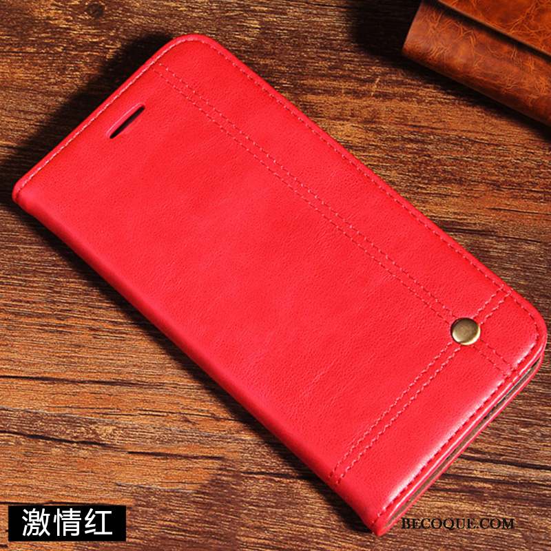 Mi 9t Coque Étui En Cuir Clamshell Business Protection Rouge Petit