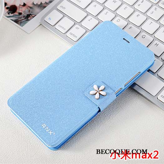 Mi Max 2 Coque Protection Incassable Étui Étui En Cuir Bleu Clair Petit