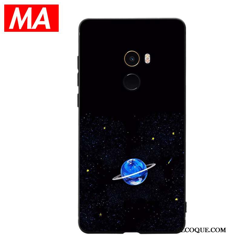 Mi Mix 2 Bleu Tendance Petit Personnalité Noir Coque