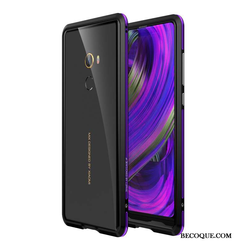 Mi Mix 2 Border Couvercle Arrière Métal Protection Violet Coque