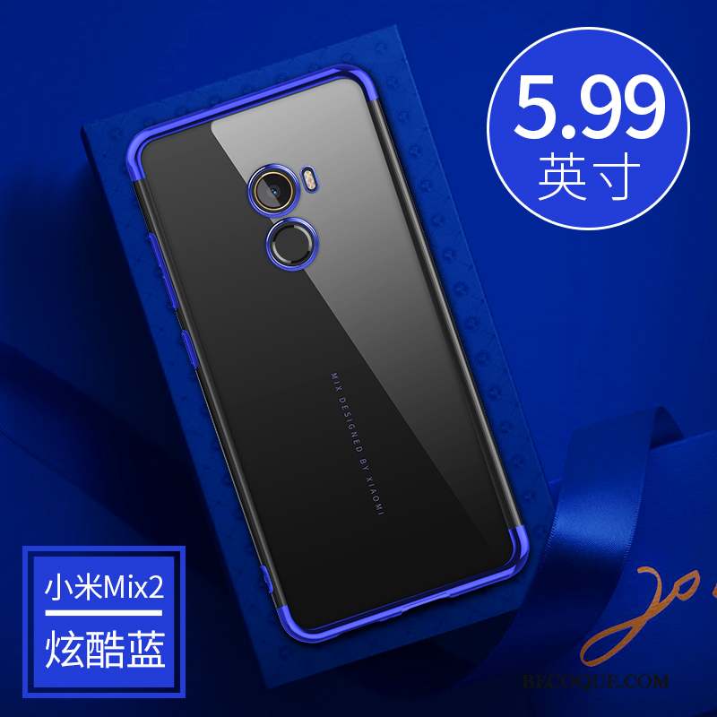 Mi Mix 2 Coque Bleu Fluide Doux Très Mince Petit Étui