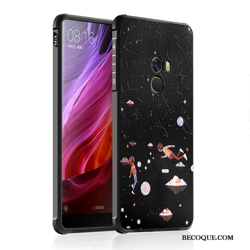 Mi Mix 2 Coque Noir Incassable Dessin Animé Protection Étui Tout Compris