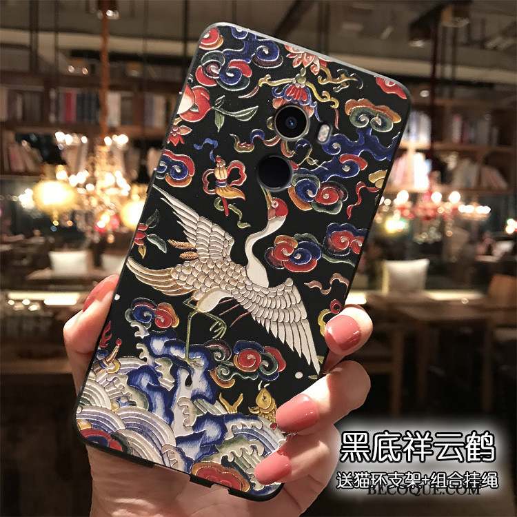 Mi Mix 2 Coque Noir Tout Compris Dessin Animé Ornements Suspendus Charmant Style Chinois