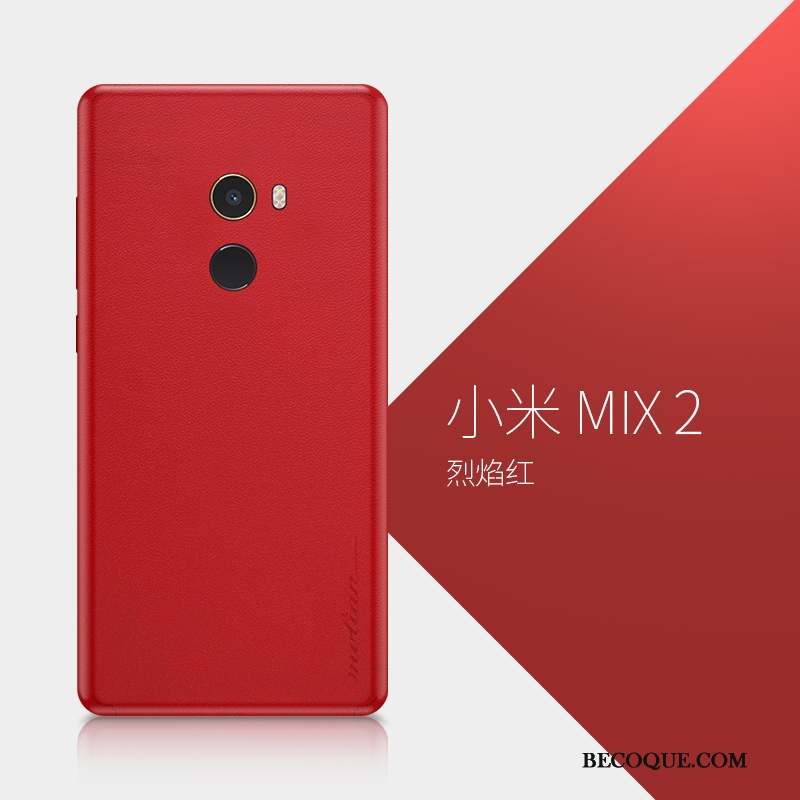 Mi Mix 2 Coque Étui En Cuir Rouge Tout Compris Créatif Personnalité Très Mince