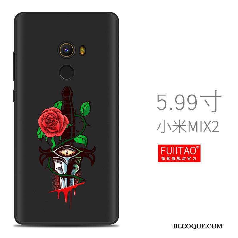 Mi Mix 2 Tendance Noir Coque Silicone Délavé En Daim Petit