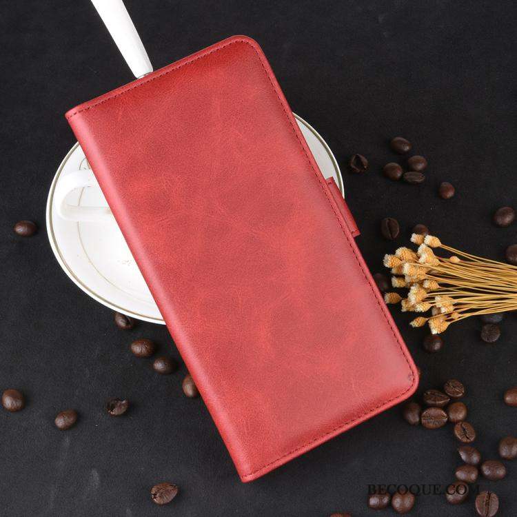 Mi Note 10 Coque Rouge Une Agrafe Modèle Fleurie Étui En Cuir Jours Clamshell