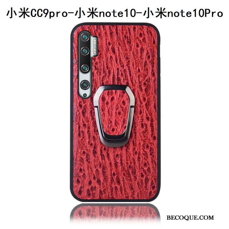 Mi Note 10 Incassable Coque De Téléphone Cuir Véritable Étui Rouge Tout Compris