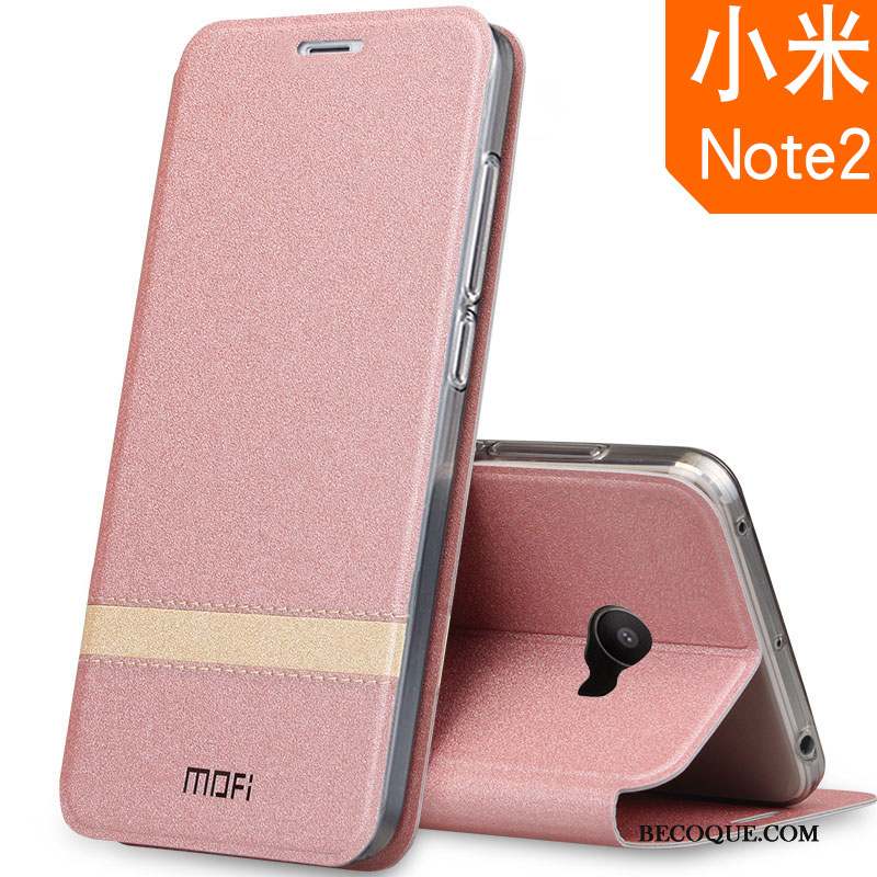 Mi Note 2 Coque Clamshell Protection Rose Étui En Cuir Silicone Incassable