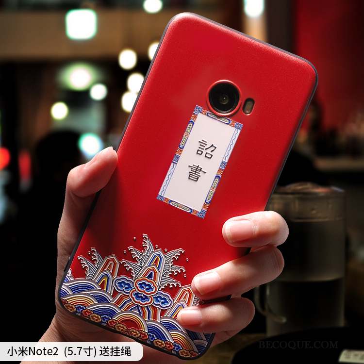 Mi Note 2 Coque Personnalité Fluide Doux Rouge Incassable Silicone Étui