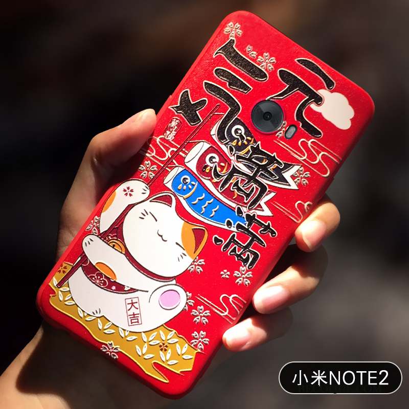 Mi Note 2 Coque Petit Nouveau Chat Protection Étui Rouge