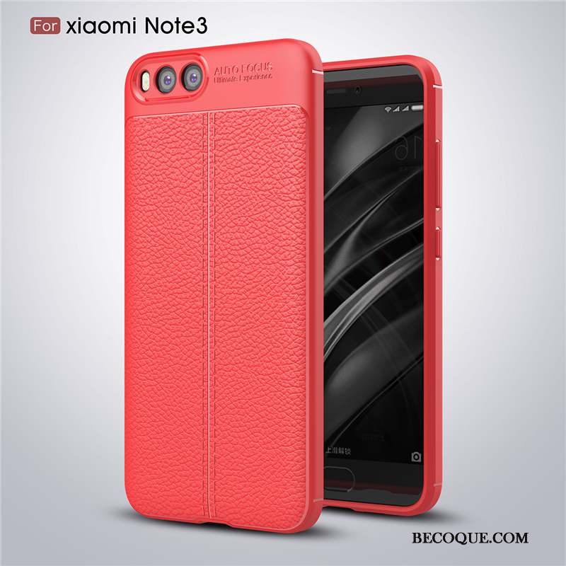 Mi Note 3 Coque Rouge Petit Téléphone Portable Cuir Fluide Doux Tout Compris