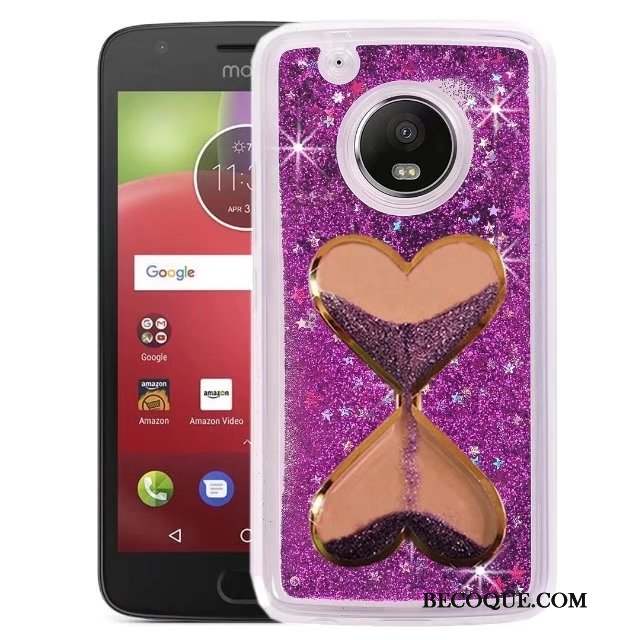 Moto E4 Coque Quicksand Rose Protection Étoile Tout Compris Étui