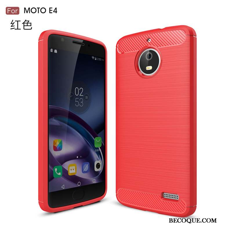 Moto E4 Coque Rouge Étui Incassable Fluide Doux Silicone Protection