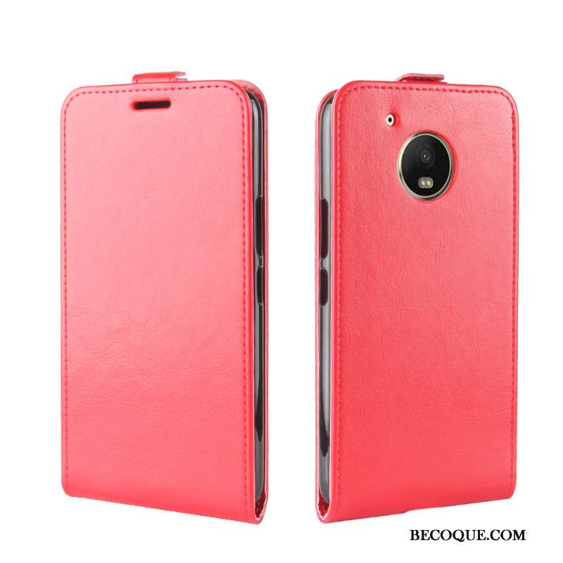 Moto E4 Plus Coque Protection Étui En Cuir Portefeuille Téléphone Portable Rouge