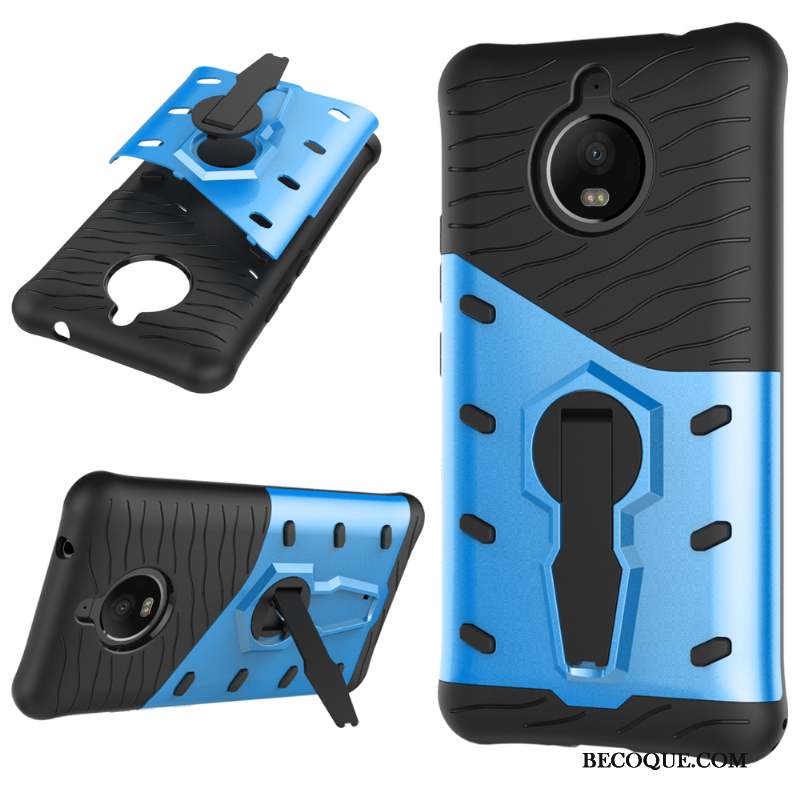 Moto E4 Plus Coque Étui Europe Nouveau Bleu Clair Support Incassable